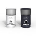Cargar la imagen en la vista de la galería, Two automatic pet feeders side by side showing white and dark gray color options with stainless steel bowls
