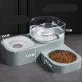 Load image into Gallery viewer, Pastel green automatic dual pet feeder with water reservoir and dry food bowl with dimensions
