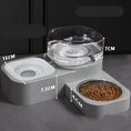 Load image into Gallery viewer, Dusty pink automatic dual pet feeder with water reservoir and food bowl, dimension lines displayed

