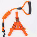Load image into Gallery viewer, Orange nylon dog harness with adjustable straps and matching shock-absorbing leash with padded handle
