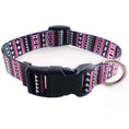 Cargar la imagen en la vista de la galería, Pink and purple bohemian patterned dog collar with black plastic buckle
