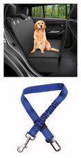 Cargar la imagen en la vista de la galería, Dog seat belt safety leash with blue nylon strap and metal clip for car
