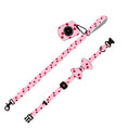 Cargar la imagen en la vista de la galería, Pink cherry patterned dog leash and collar with poop bag holder and bowknot accessory
