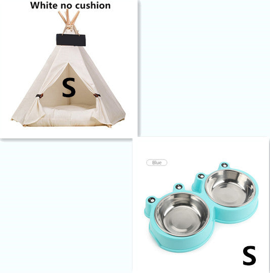 Small white canvas pet teepee without cushion, size S