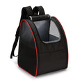 Load image into Gallery viewer, Black pet backpack with red trim and mesh sides for airflow
