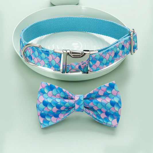 Mermaid Dog Collar & Bow Set