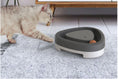 Load image into Gallery viewer, Cat playing with gray and white triangular turntable toy with orange ball on carpet
