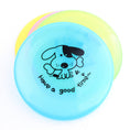 Load image into Gallery viewer, Stack of four colorful dog flying discs showing dog graphic and vibrant colors
