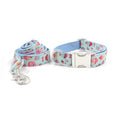 Load image into Gallery viewer, Large dog collar and leash set with blue ice cream cartoon pattern laid flat
