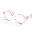 Load image into Gallery viewer, Pink transparent round plastic cat glasses on white background
