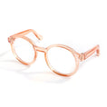 Load image into Gallery viewer, Orange transparent round plastic cat glasses on white background
