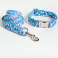 Load image into Gallery viewer, Overview of mermaid scale leash and collar laid flat on light background
