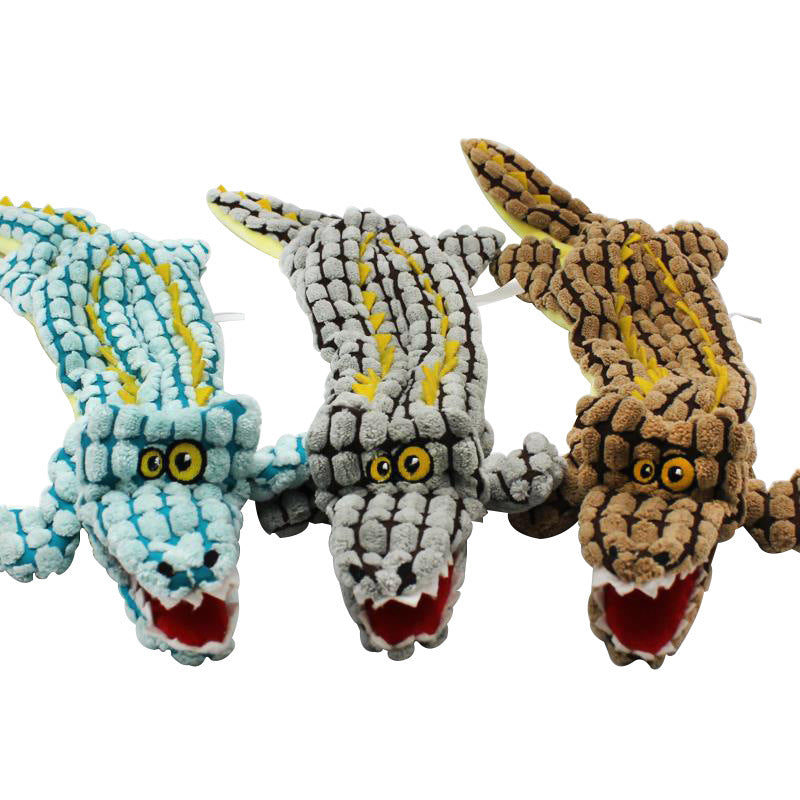 Dog chews and makes noise alligator toy