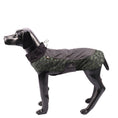 Cargar la imagen en la vista de la galería, Mannequin model displaying an olive green camo and gray waterproof dog jacket side view
