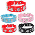 Load image into Gallery viewer, Red rhinestone floral dog collar with buckle closure
