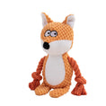 Load image into Gallery viewer, Orange fox plush rope dog toy seated, with white belly and orange rope limbs

