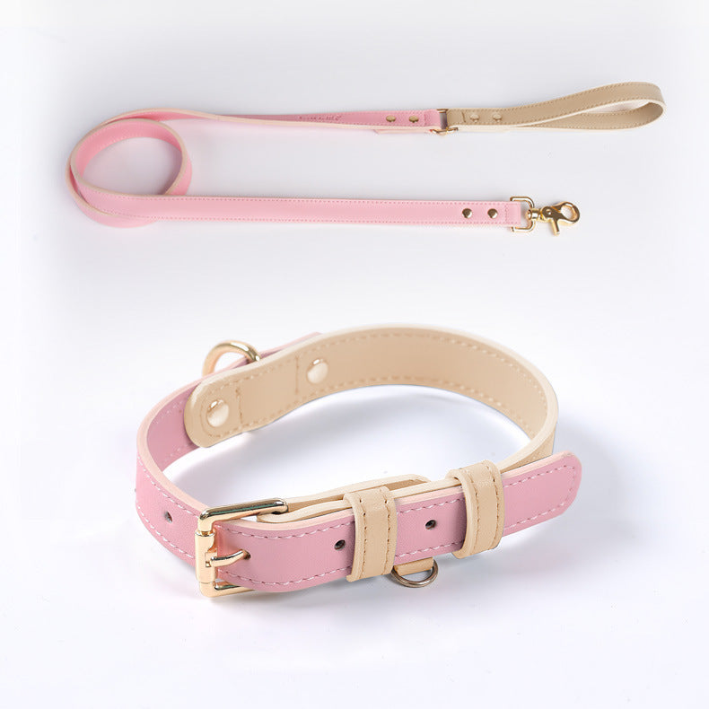 Pastel Leather Dog Collar & Leash Set