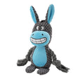 Load image into Gallery viewer, Gray and blue donkey plush rope dog toy with detailed smiling face and rope arms
