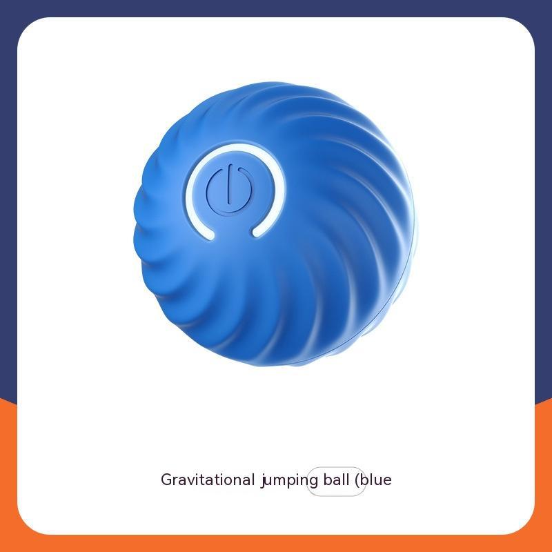 Blue LED jumping ball close-up with spiral texture