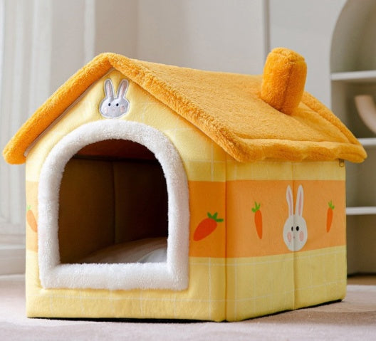 Casa plegable para perros, cama para gatos, casa de invierno para perros, caseta para dormir, nido extraíble, cueva cerrada cálida, sofá, suministros para mascotas