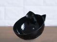 Load image into Gallery viewer, Image of two black cat ear bowls without the stand, side by side
