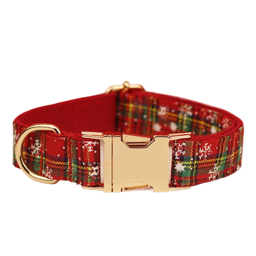 Snowflake Christmas Pet Collar Plaid Dog Rope Leash