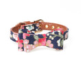 Load image into Gallery viewer, Close up of the adjustable dog collar featuring the floral bow tie on a white background
