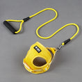 Load image into Gallery viewer, Yellow mesh dog harness and leash set on gray background
