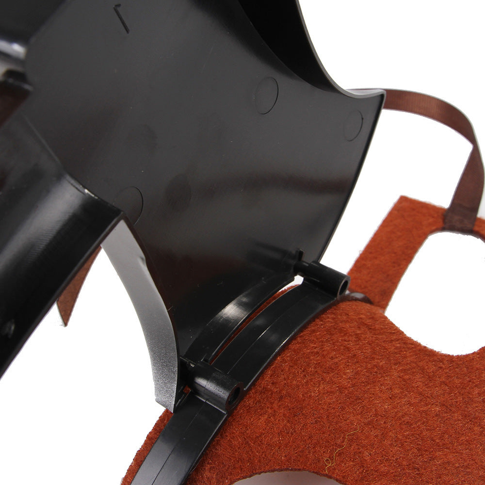 Close-up of plastic axe head hollow interior showing hinge mechanism