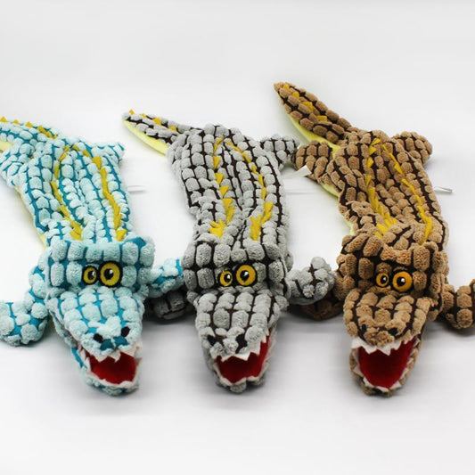 Dog chews and makes noise alligator toy