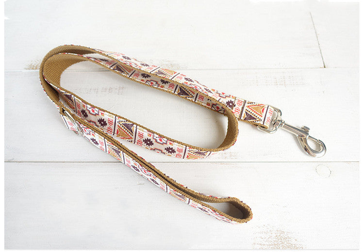 Pattern dog leash with metal clasp and loop handle