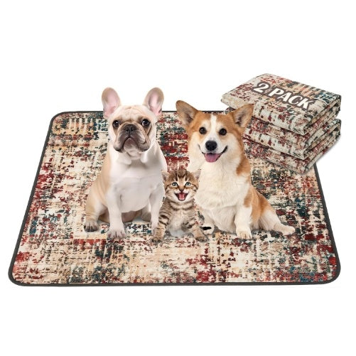 Qeils Lot de 2 tapis de propreté lavables pour chiens, réutilisables, 36 x 41 cm, super absorbants, anti-fuites, tapis de propreté antidérapants pour sol, cage, canapé, tapis de mise bas, tapis de litière pour chiots