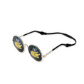 Load image into Gallery viewer, Close-up of chicken leg design sunglasses with gold metal frames, black temple tips, and adjustable straps
