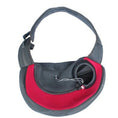 Load image into Gallery viewer, Red and gray pet sling carrier isolated on white background
