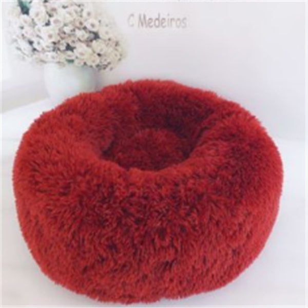 Plush Round Pet Bed for Small Pets