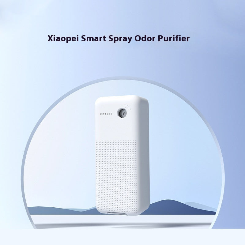 Xiaopei Smart Spray Odor Purifier unit isolated on a white and blue background