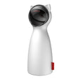 Load image into Gallery viewer, Close-up perspective of the sleek white automatic cat laser toy with black cat-ear design on top
