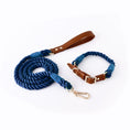 Load image into Gallery viewer, Cotton Rope Woven Leather Pet Leash Collar Set Medium Large Dog Walking
