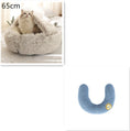 Charger l'image dans la visionneuse de la galerie, Beige dome bed 65cm with blue U-shaped pillow featuring sun embroidery
