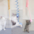 Load image into Gallery viewer, White fluffy cat playing with yellow spring rabbit hair ball toy
