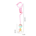 Load image into Gallery viewer, Pink spring rabbit hair ball cat toy showing length and feather ball dimensions
