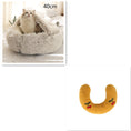 Charger l'image dans la visionneuse de la galerie, Beige crystal velvet dome pet bed with 40cm label and yellow U-shaped pillow with cherry embroidery
