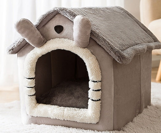 Casa plegable para perros, cama para gatos, casa de invierno para perros, caseta para dormir, nido extraíble, cueva cerrada cálida, sofá, suministros para mascotas