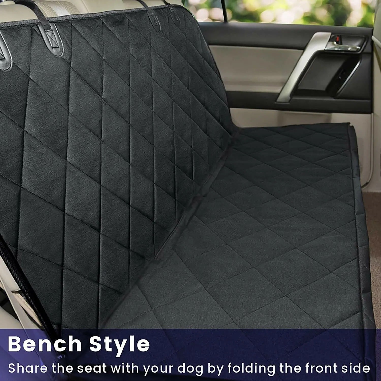 Funda de asiento trasero para coche, protector de banco impermeable para viajes de mascotas y perros, de lujo, color negro