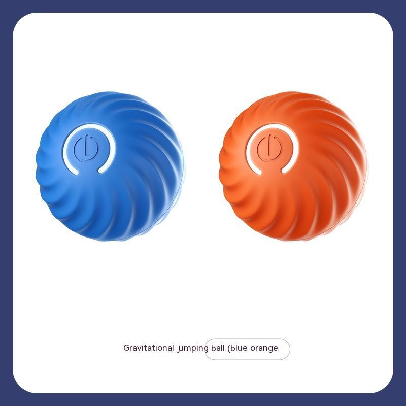 Blue and orange LED jumping balls side by side showing power button light