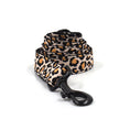 Load image into Gallery viewer, Close-up of the rolled-up leopard print dog leash with metal clasp
