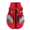 Charger l'image dans la visionneuse de la galerie, Red insulated dog vest with front zipper, adjustable strap buckles, and dual leash rings
