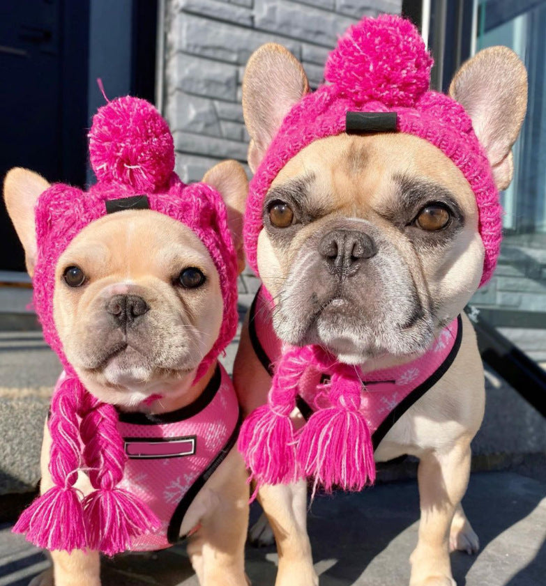 Wool Ball Thermal And Windproof Puffy Ball Knitted Dog Hat