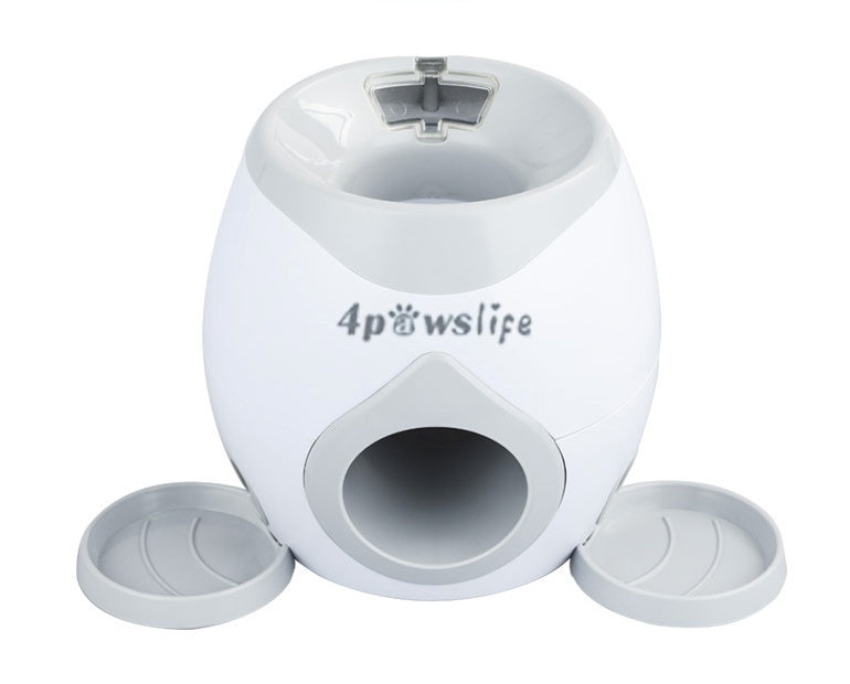 White feeder with gray accents and 4pawslife branding on back