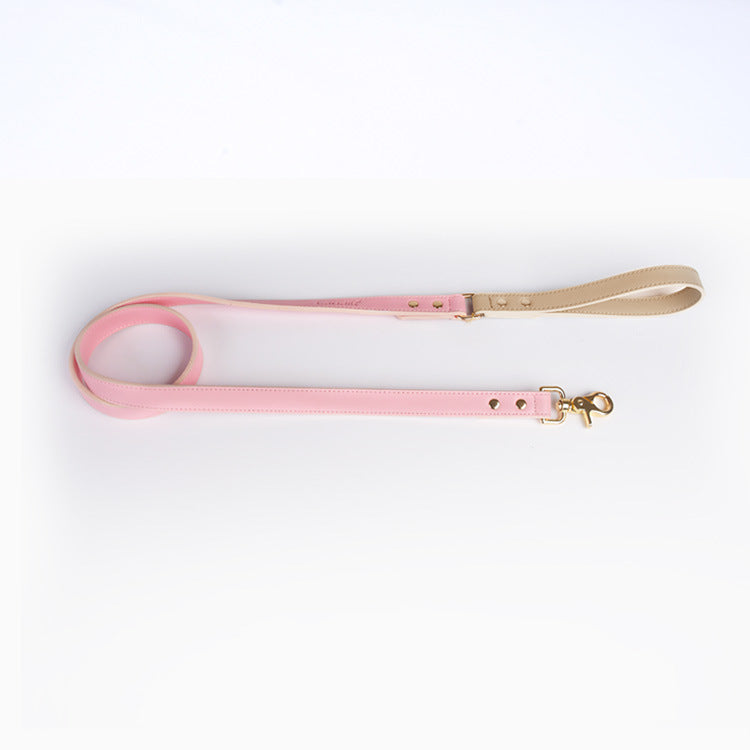 Pastel Leather Dog Collar & Leash Set
